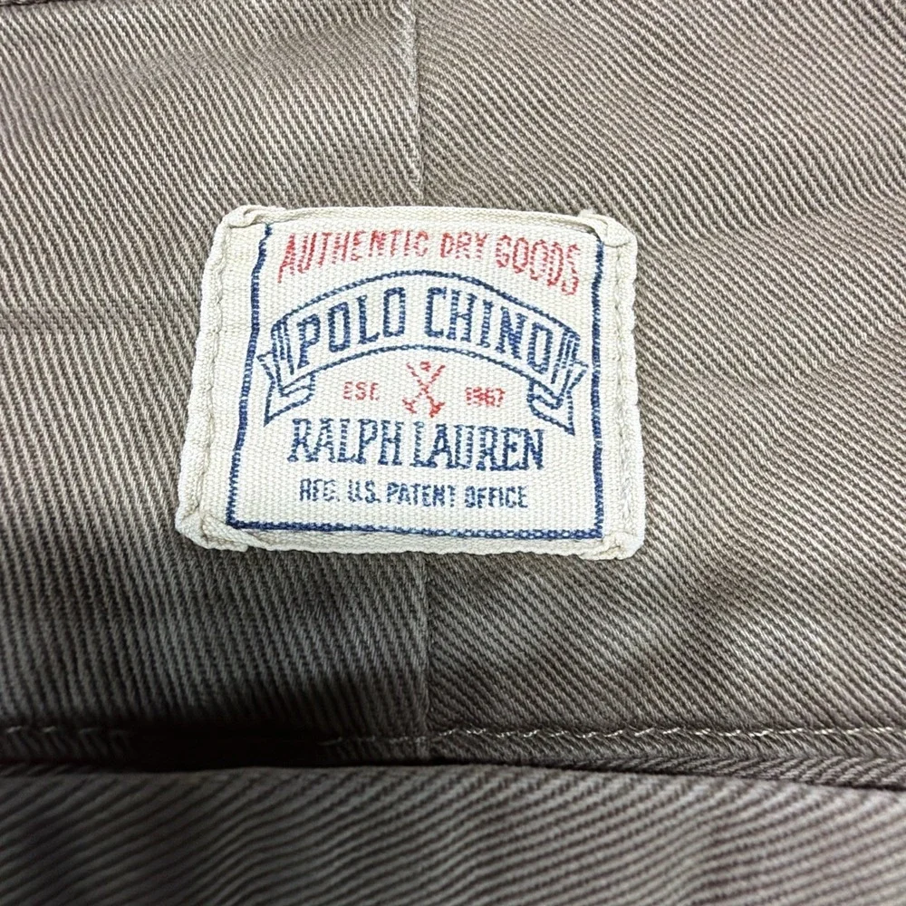 VTG POLO RALPH LAUREN 90s Double Pleated Chino Cotton Brown 36x30 (Fits‎ 36x28)